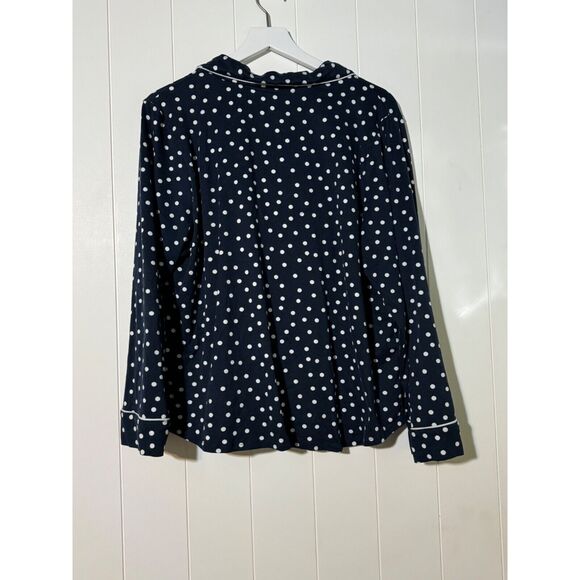 DKNY Women’s Pajama Set XXL Navy Polka Dot Notch Collar Top & Pants Sleepwear - Picture 3 of 9